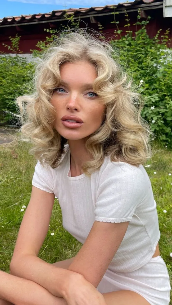 elsa hosk with 70s curls