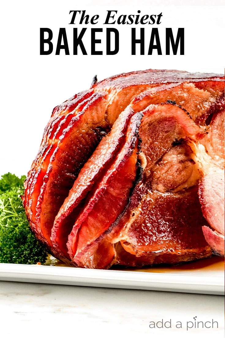 Cola Glazed Baked Ham photo with text - addapinch.com