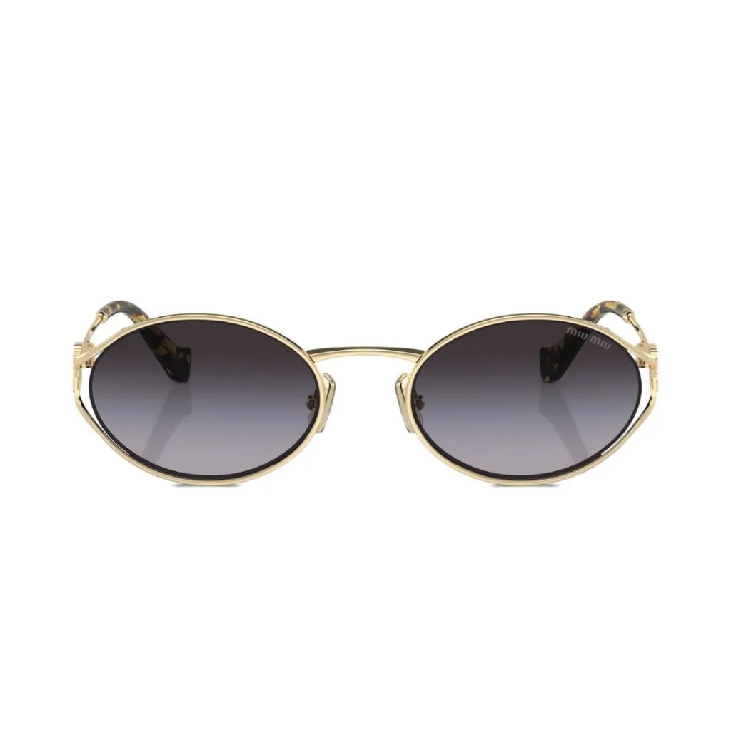 Miu Miu, Loden Logo-Plaque Oval Frame Sunglasses