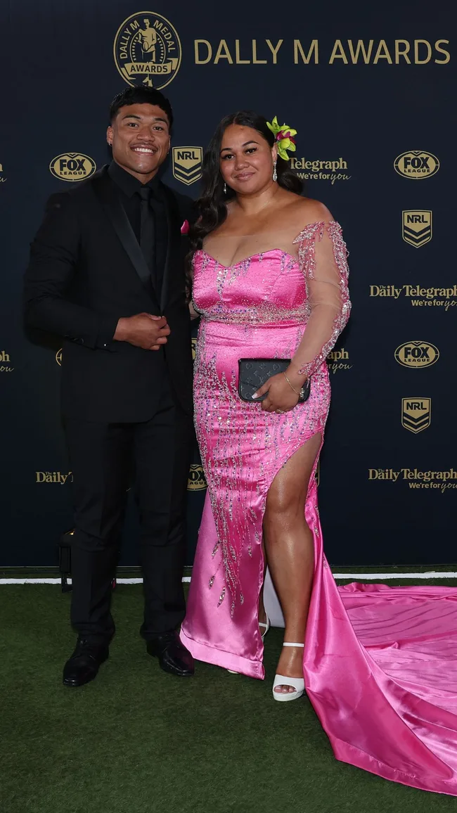 Brian To'o of the Panthers and Moesha To'o dally ms red carpet