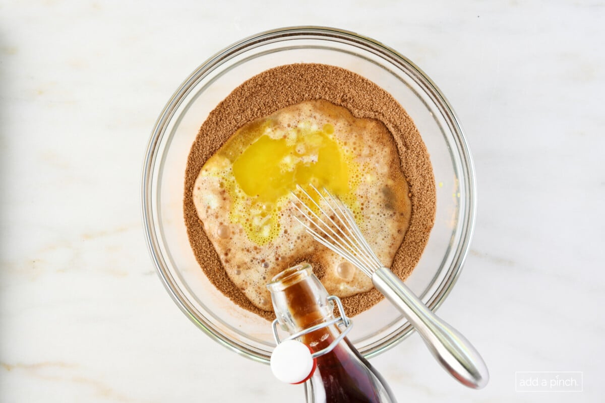 Add vanilla extract to the wet ingredients for pie filling.