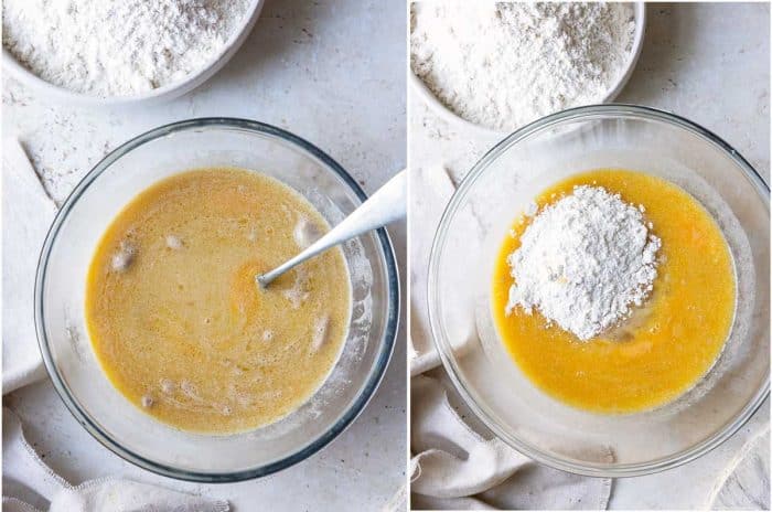 step by step image of making cinnamon roll dough