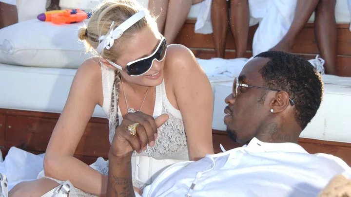 paris hilton and diddy at a white party