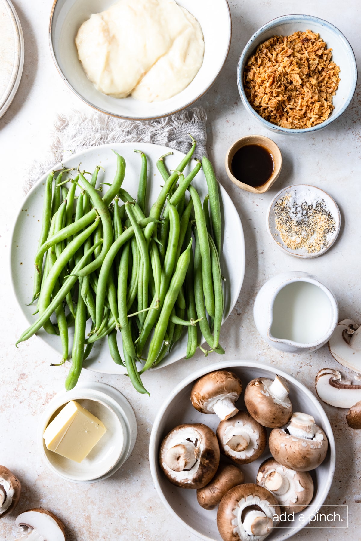 Photo of ingredients used to make the best green bean casserole.