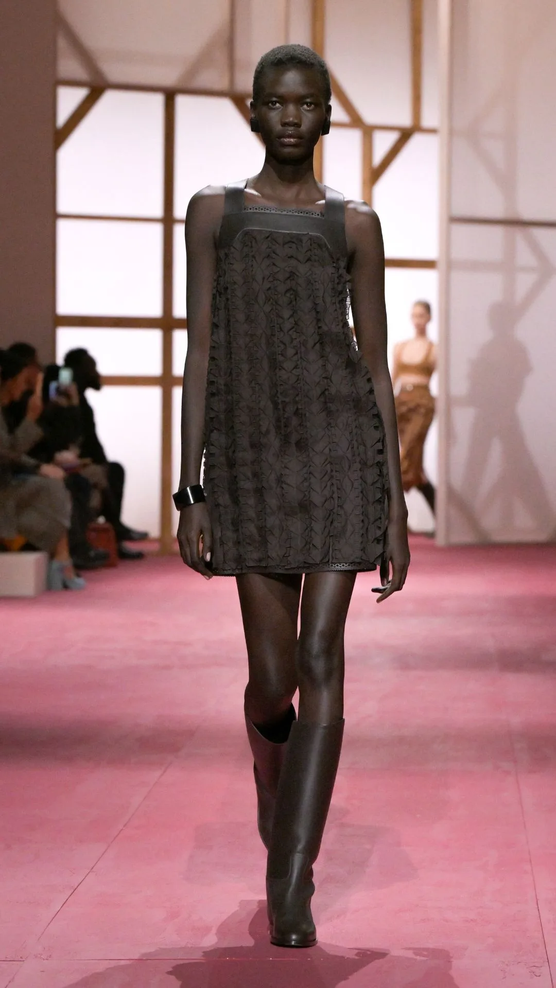 black shift dress on the runway at Hermes SS25