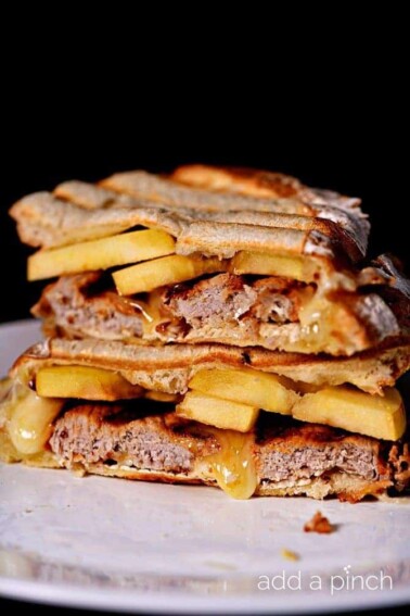 Pork Tenderloin Apple Brie Panini makes a quick and delicious meal! // addapinch.com