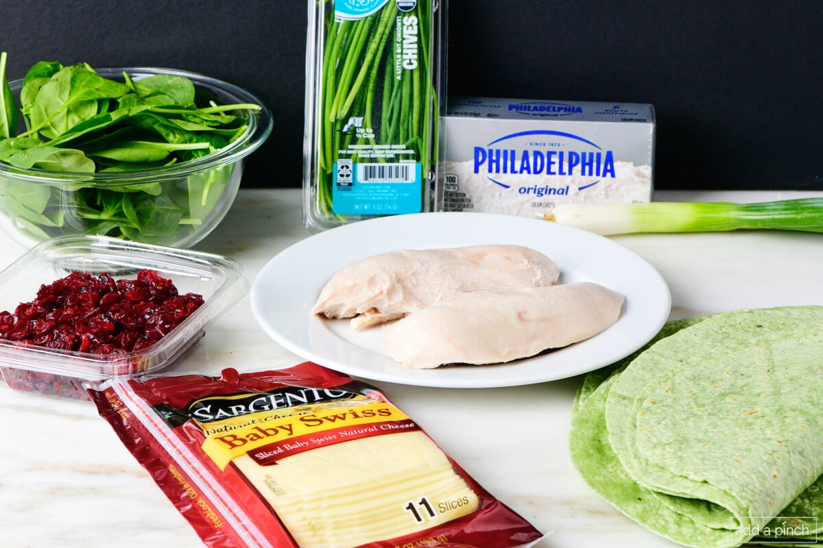 Ingredients used to make turkey wraps.