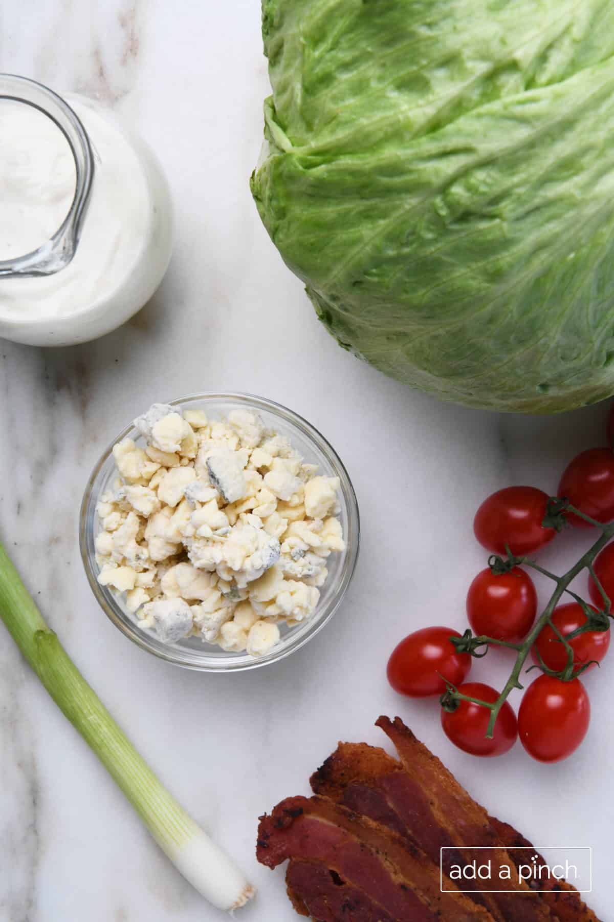 Wedge salad ingredients.