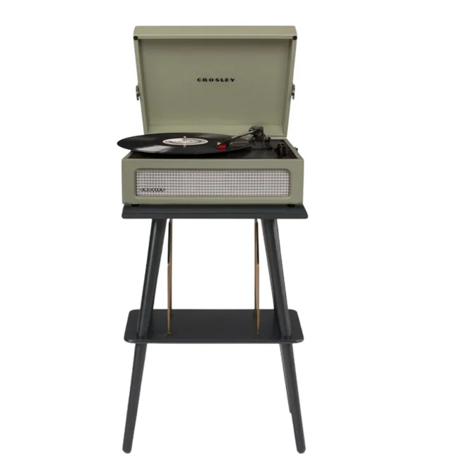 Crosley Voyager Bluetooth Portable Turntable + Entertainment Stand Bundle